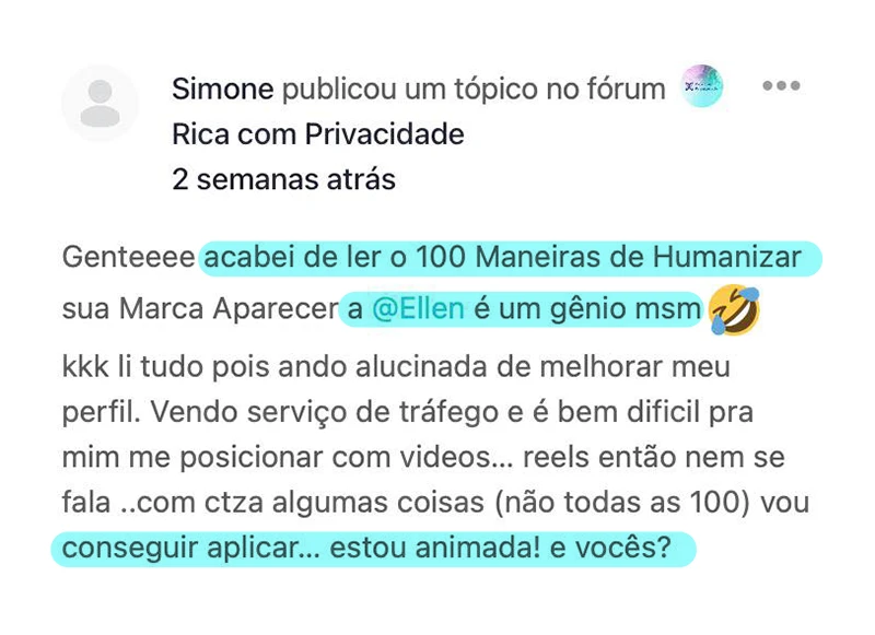 Depoimento sobre 100 Maneiras de Humanizar Sem Aparecer